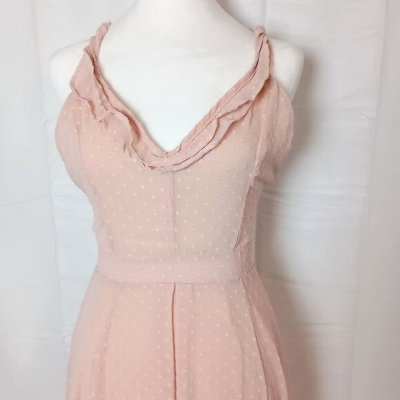 CBR Pink Swiss Dot Maxi Dress S NWT Backless Tie Back Lined Maxi Dress - Picture 4 of 12